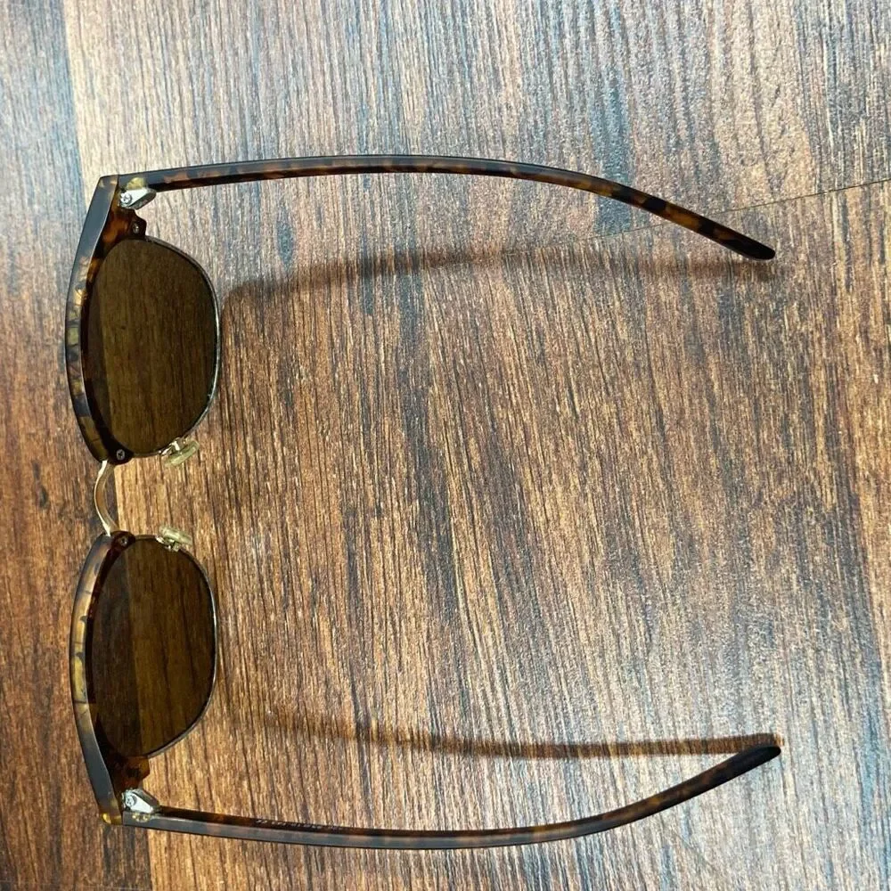 Adult Unisex Blue & Brown Half-Rimmed Mirrored Sunglasses One Size